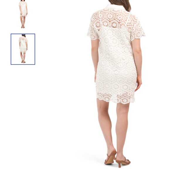 NEW LULUS Short Sleeve Floral Lace Mini Dress Women's size SMALL White - Picture 3 of 4